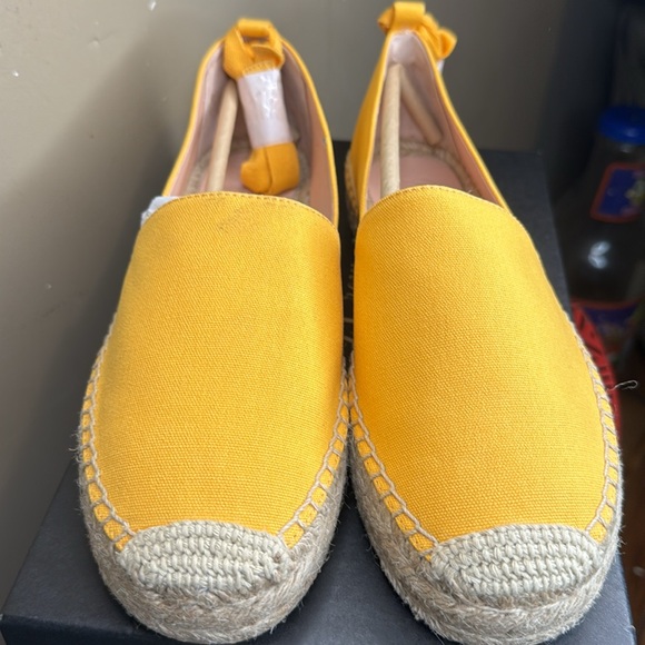 J. Crew Shoes - J Crew Yellow Canvas Classic Espadrilles Ankle Tie Flats Size 10.5